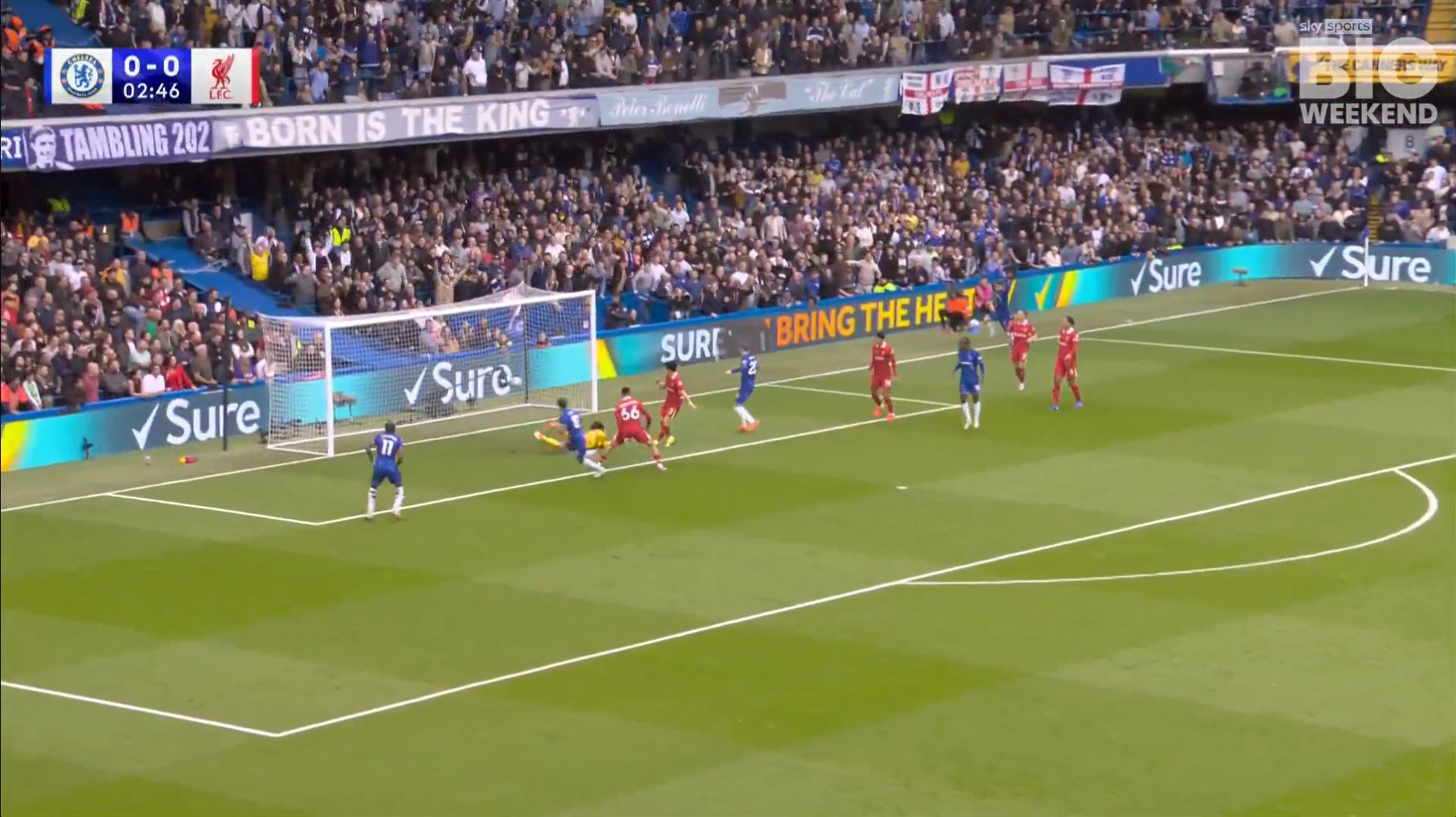 Enzo Fernandez opens the scoring against Liverpool.