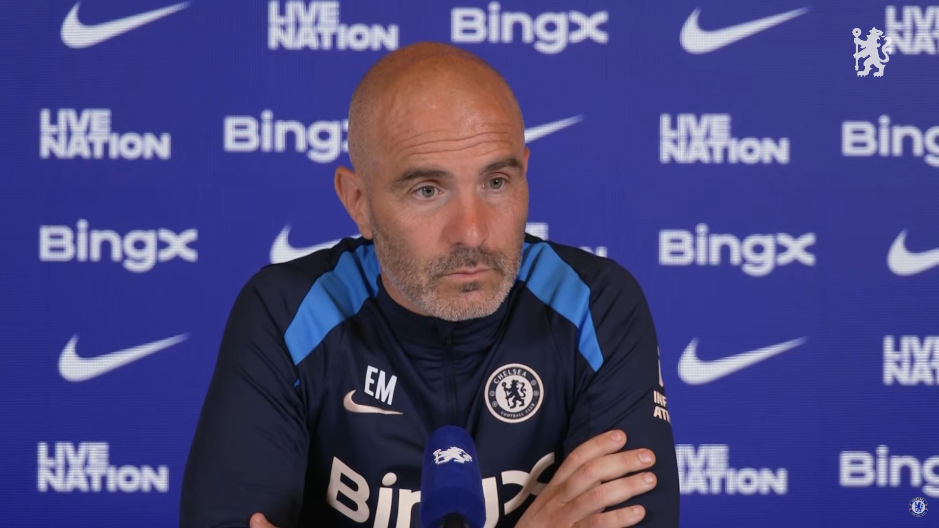 Enzo Maresca in a Chelsea press conference.