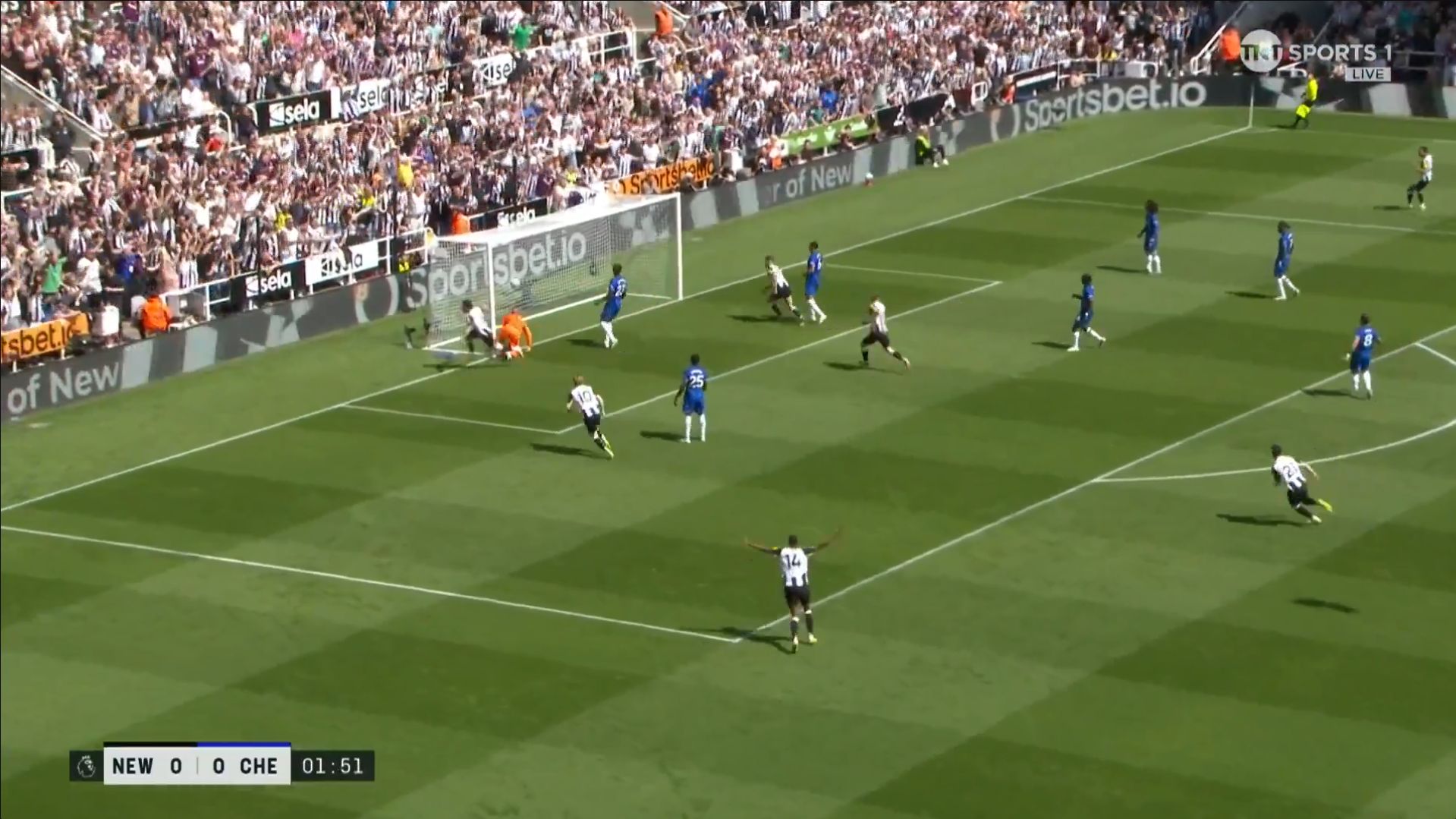 Newcastle score against Chelsea.