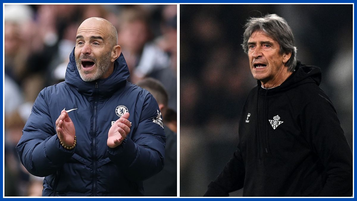 Manuel Pellegrini and Enzo Maresca split screen.