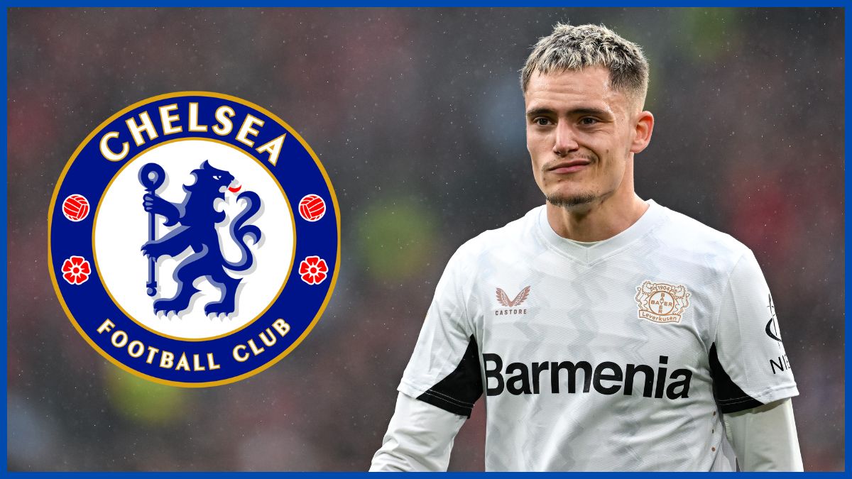 Florian Wirtz with a Chelsea logo.