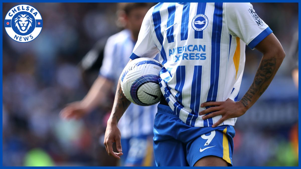 Joao Pedro with a Chelsea News logo.