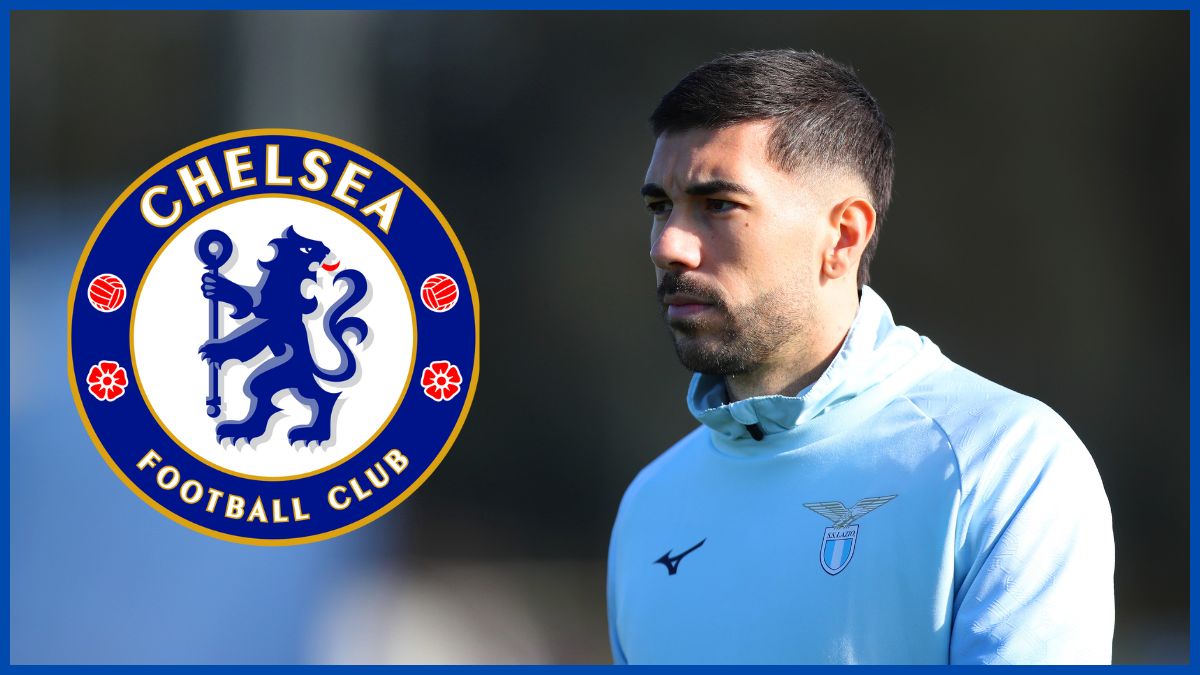 Mario Gila with a Chelsea logo.