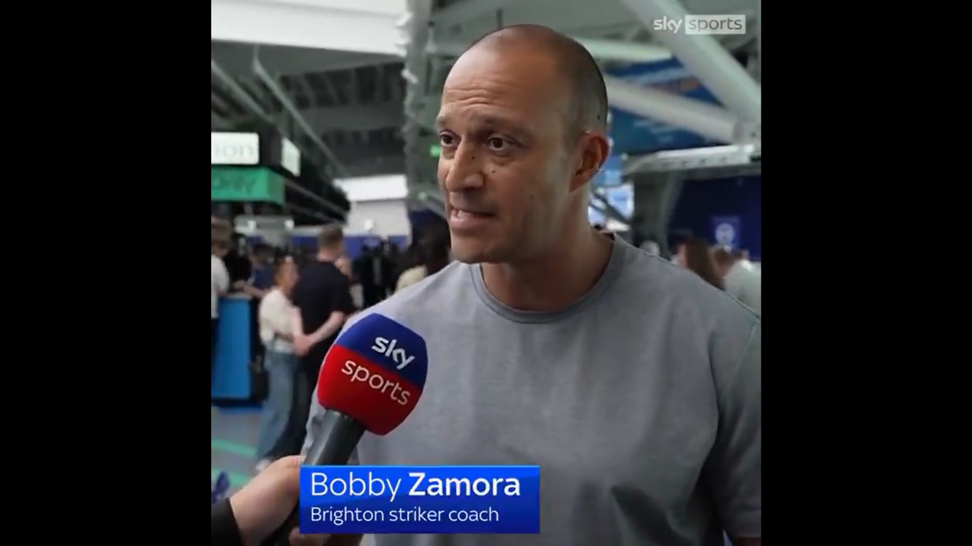 Bobby Zamora speaks about Joao Pedro at a conference.