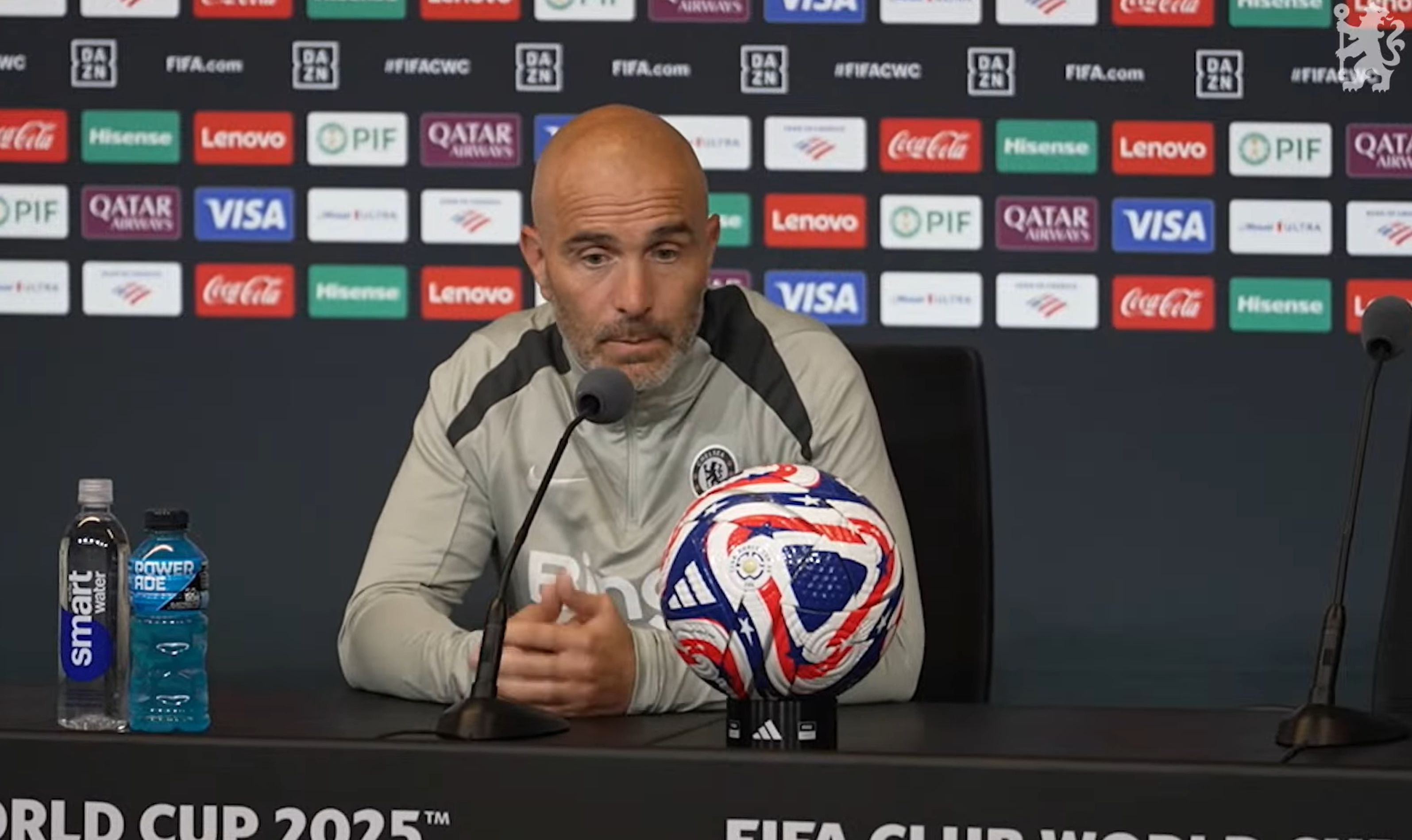 Enzo Maresca speaks in a press conference at the Club World Cup.