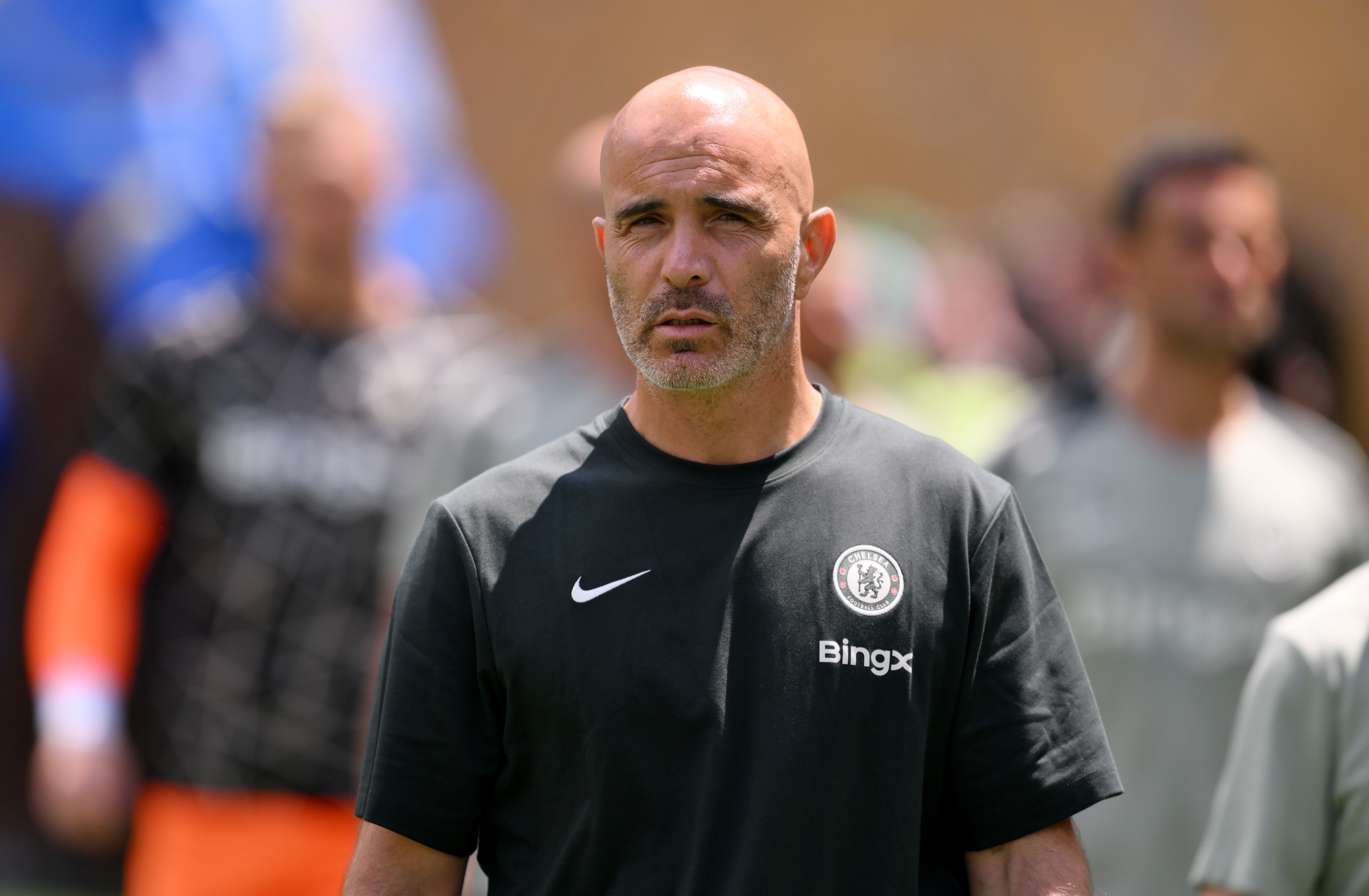 Enzo Maresca looks on from the touchline during Chelsea's defeat against Flamengo.