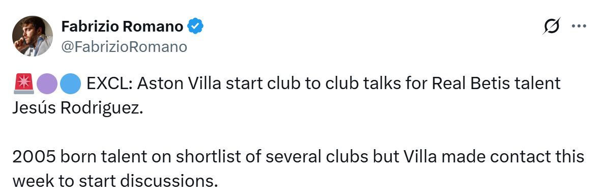 Jesus Rodriguez of Real Betis closes in on Aston Villa move.
