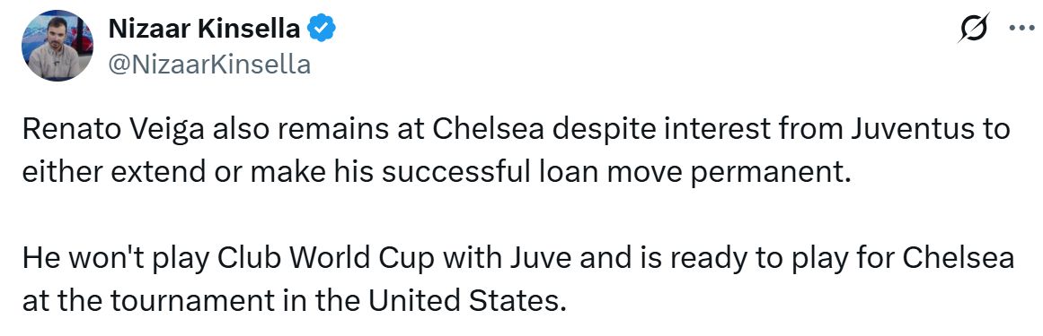 Nizaar Kinsella on Renato Veiga future.