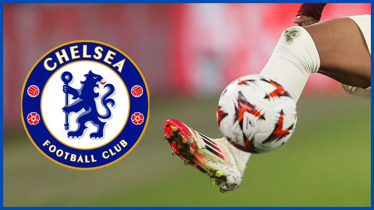 Malick Fofana with a Chelsea logo.