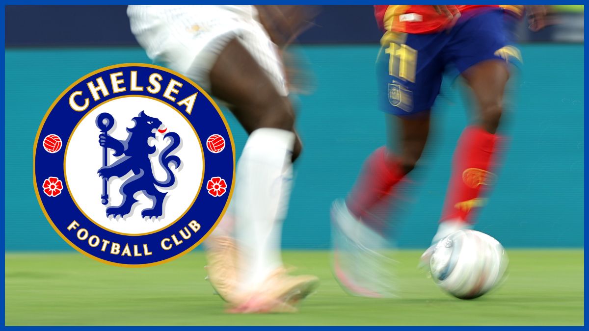 Nico Williams with a Chelsea logo.