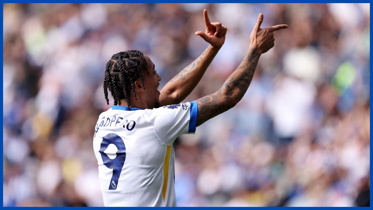 Joao Pedro celebrates a goal.