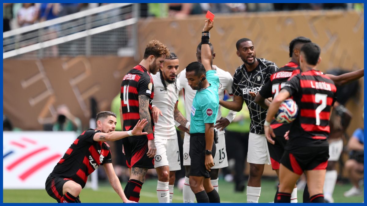 Nicolas Jackson gets a red card.