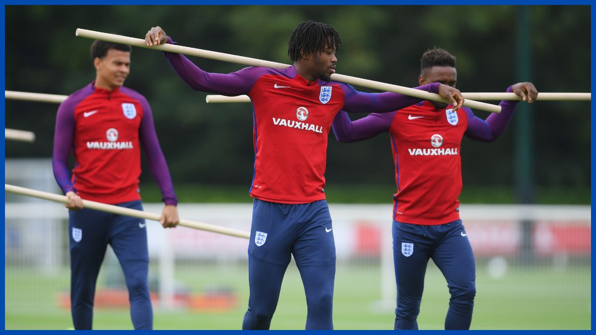 Nathaniel Chalobah trains with England.