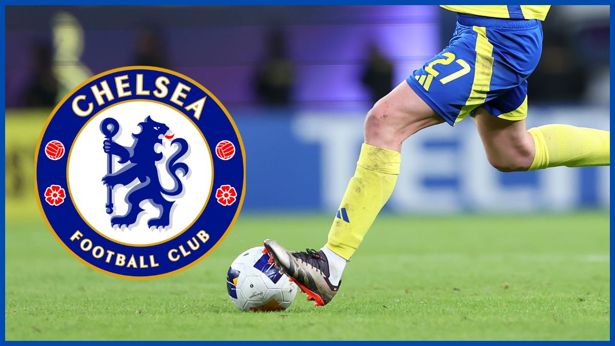Aymeric Laporte with a Chelsea logo.