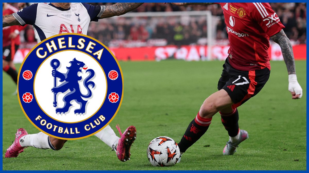 Alejandro Garnacho with a Chelsea logo.