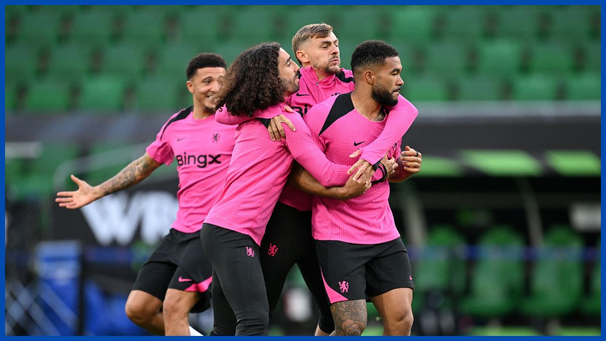 Marc Cucurella and Reece James in training.