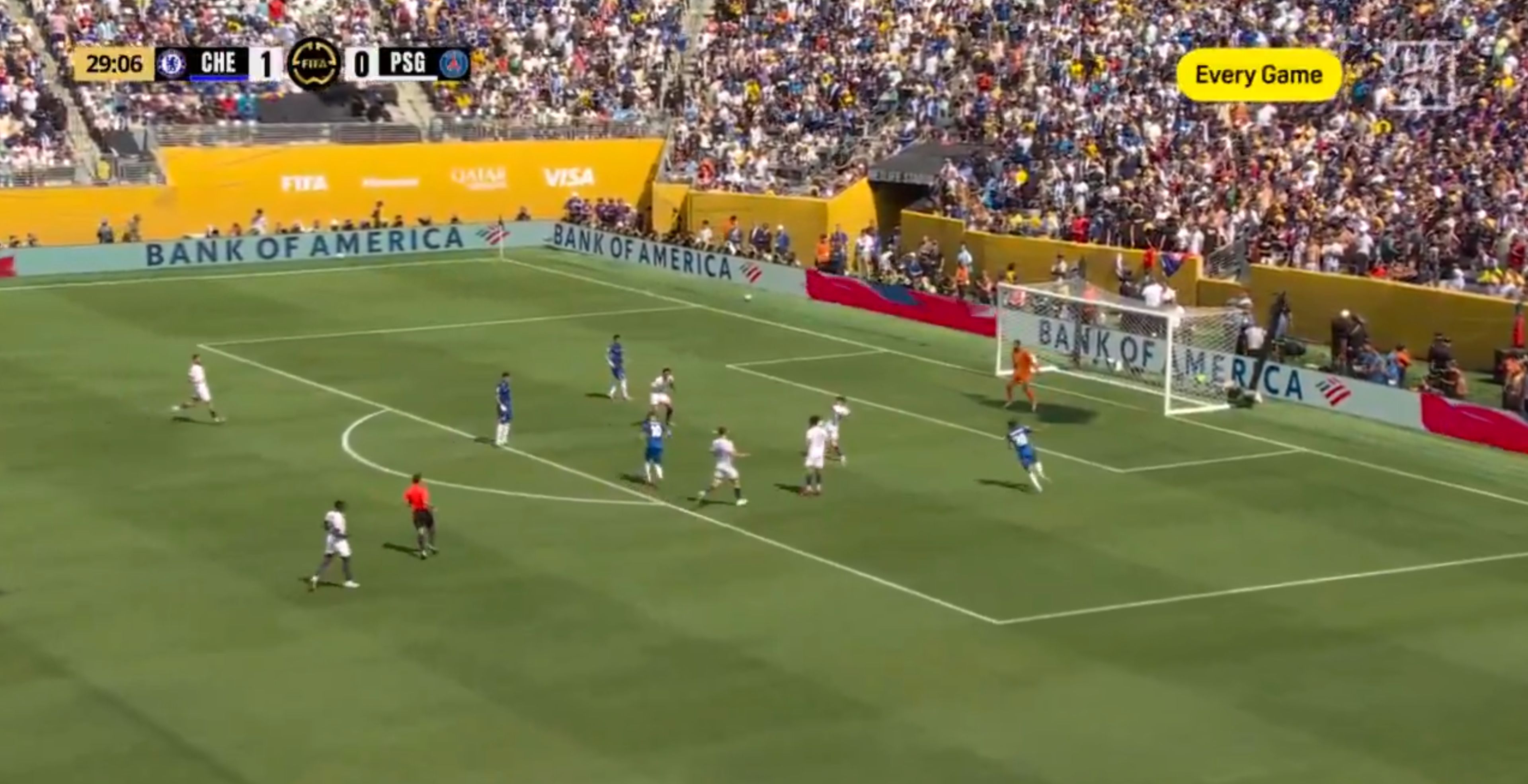 Cole Palmer rolls in his second goal against PSG.