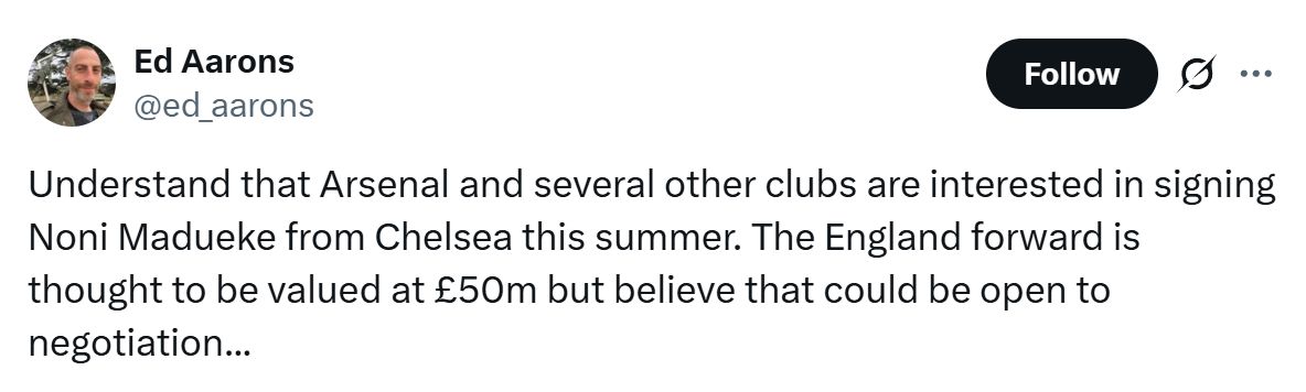 Ed Aarons' update on Chelsea's stance on Noni Madueke.