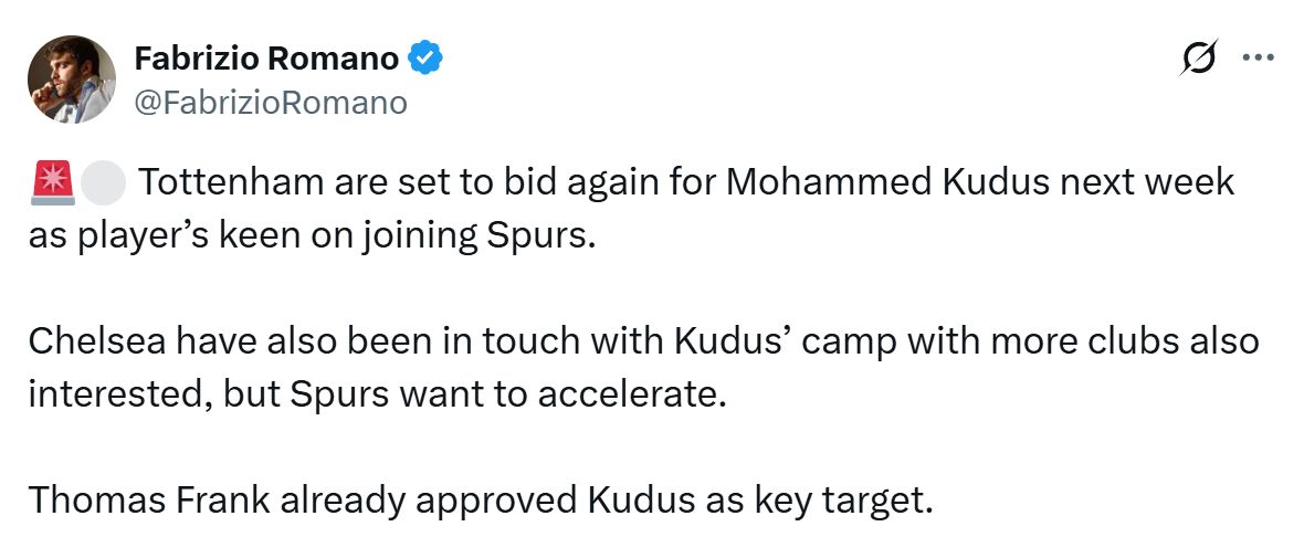 Fabrizio Romano, Mohammed Kudus and Chelsea.