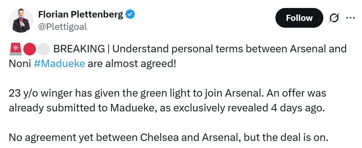 Florian Plettenberg on Chelsea's Noni Madueke intrerest.