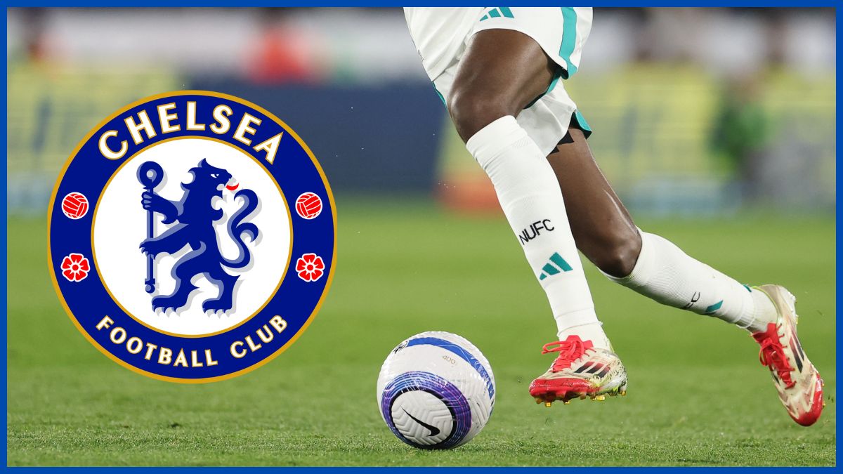Alexander Isak with a Chelsea logo.