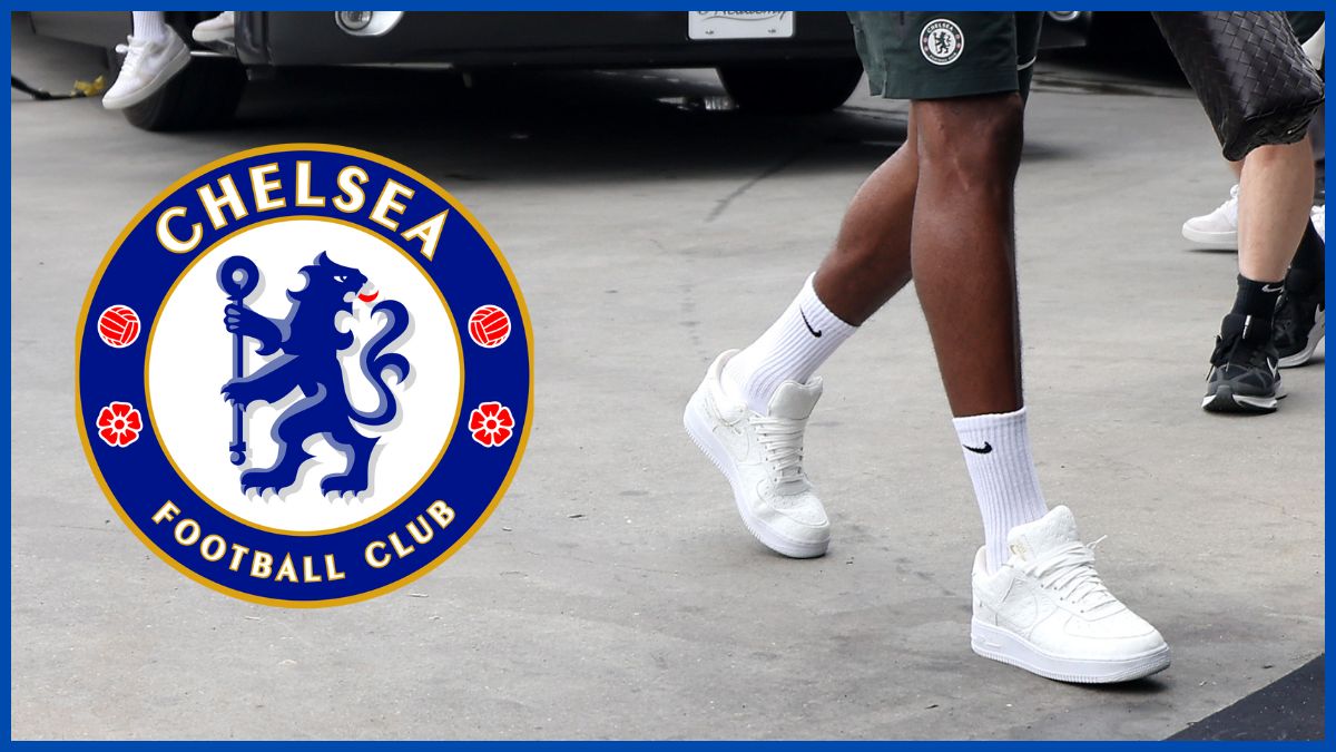 Tosin Adarabioyo with a Chelsea logo.