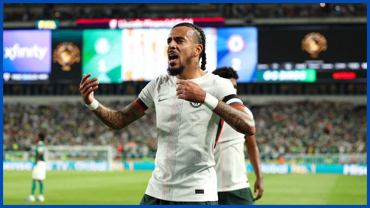 Malo Gusto celebrates a quarter final goal.