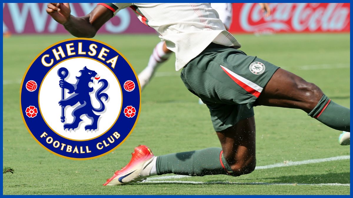 Nicolas Jackson with a Chelsea logo.