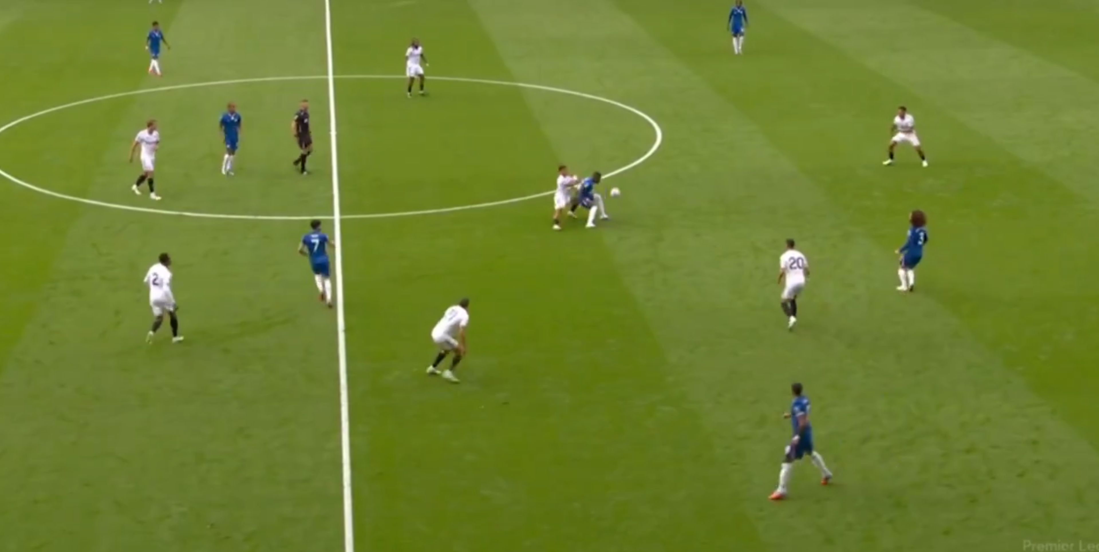 Moises Caicedo gets stuck in in midfield.