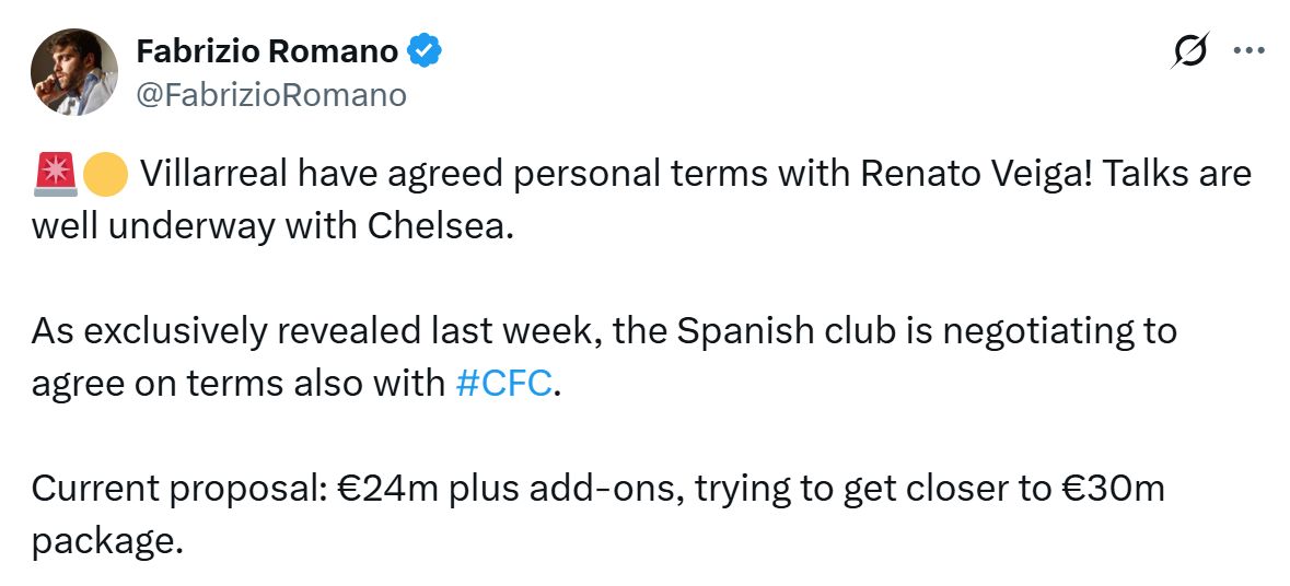 Renato Veiga building a deal with Chelsea.
