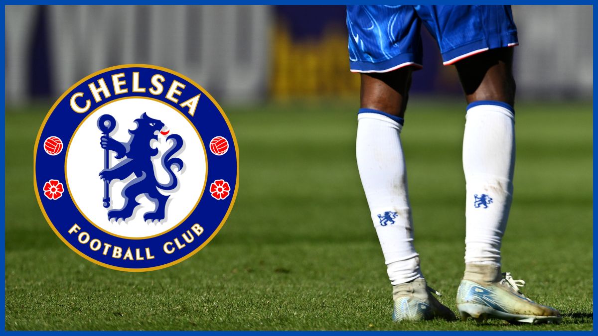Nicolas Jackson with a Chelsea logo.