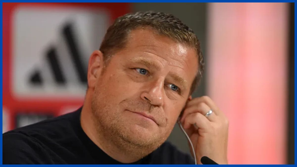 Max Eberl in a Bayern Munich press conference.