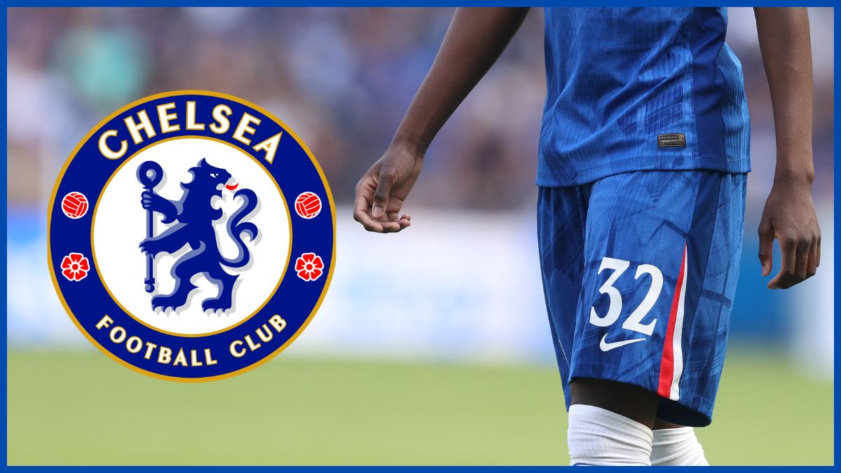 Tyrique George with a Chelsea logo.
