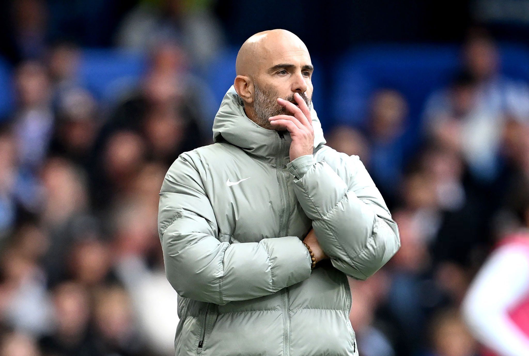 Enzo Maresca on the touchline at Stamford Bridge.