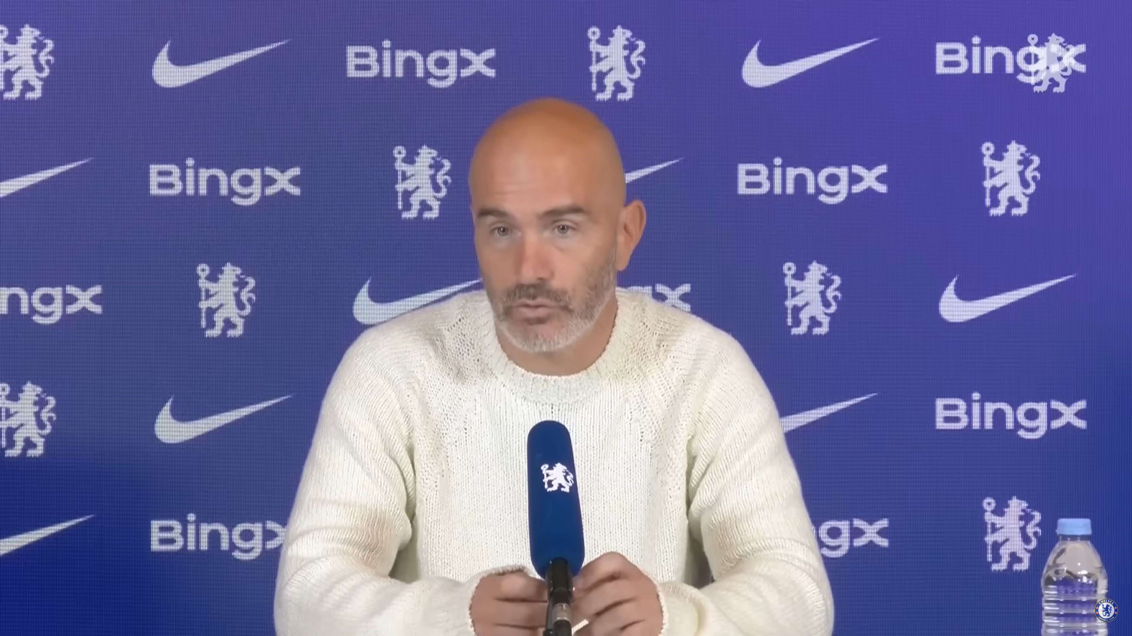 Enzo Maresca speaking in a press conference.