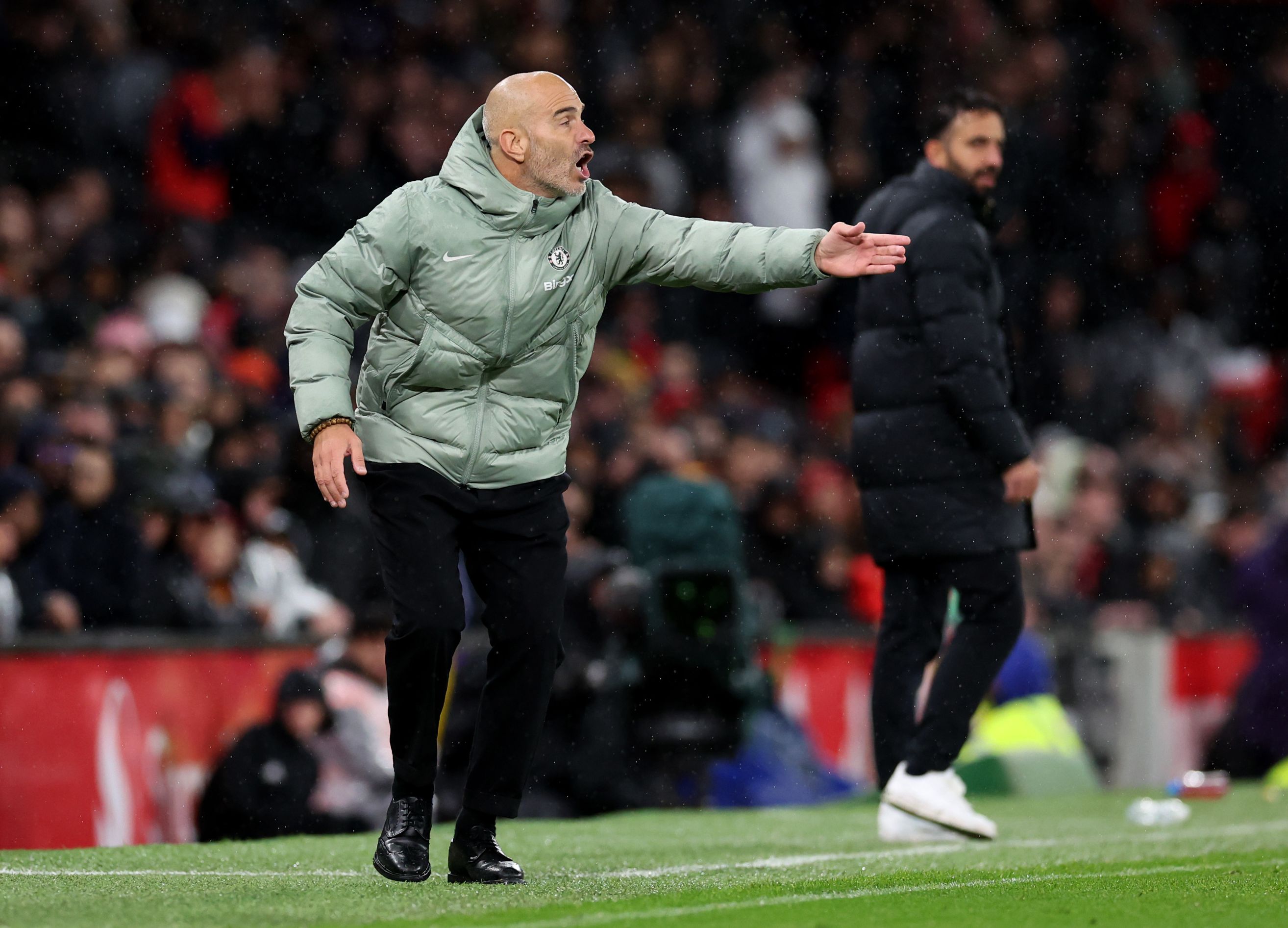 Enzo Maresca shouts instructions on the touchline.