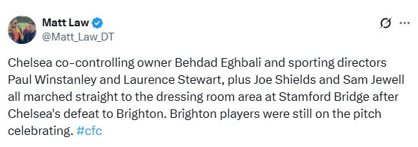 Matt Law on Chelsea owners heading to the dressing room.