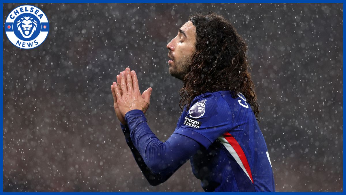 Marc Cucurella pleads in the rain.