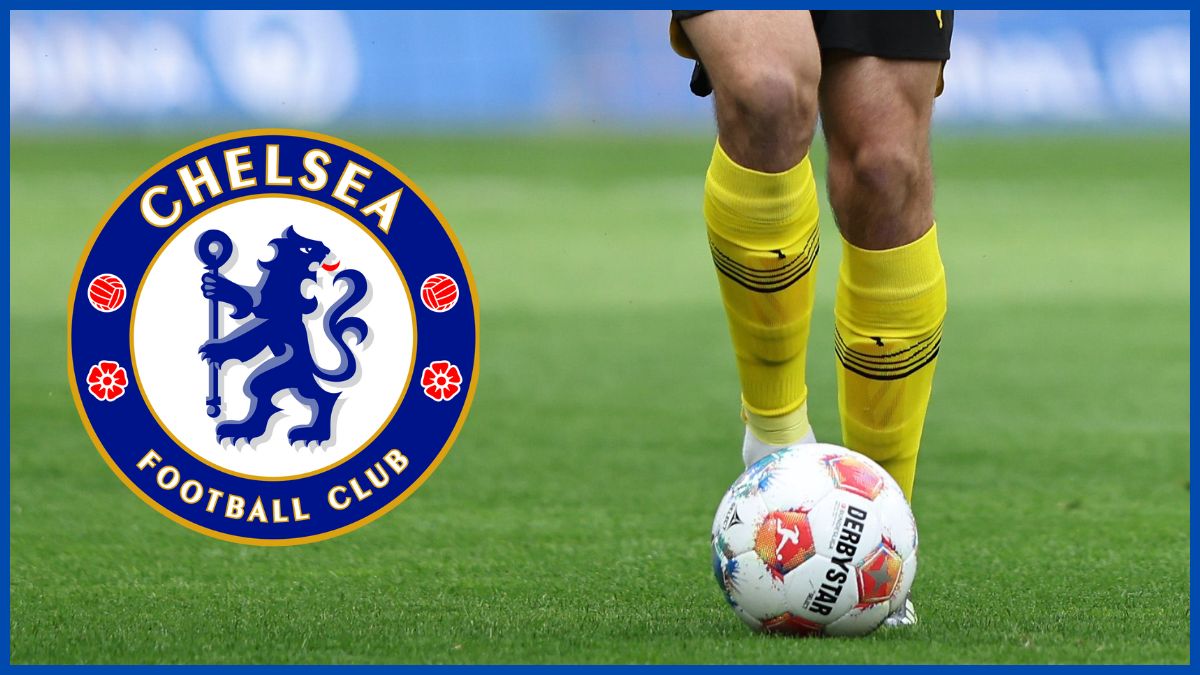 Aaron Anselmino with a Chelsea logo.