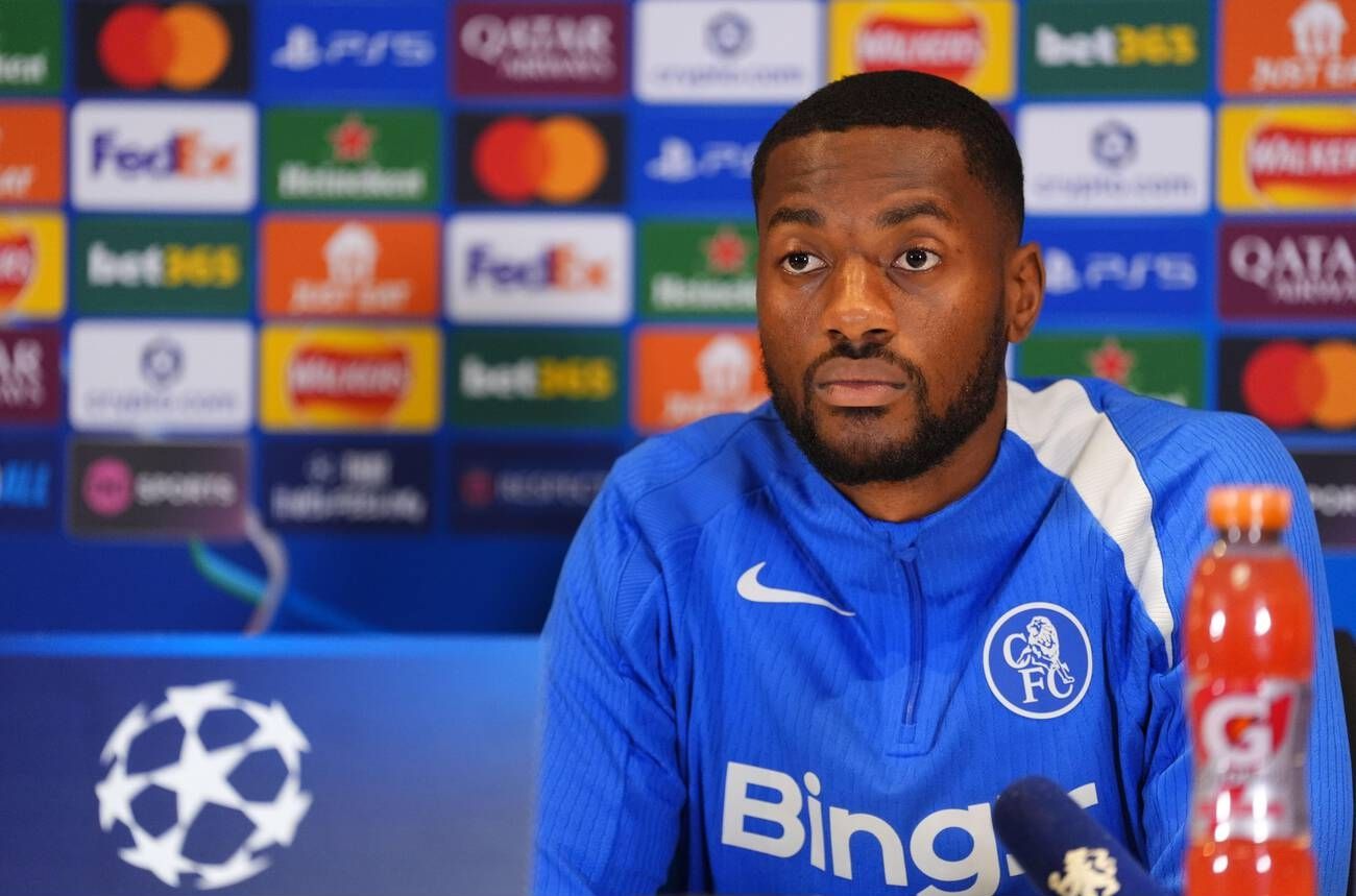 Tosin Adarabioyo in a Champions League press conference.