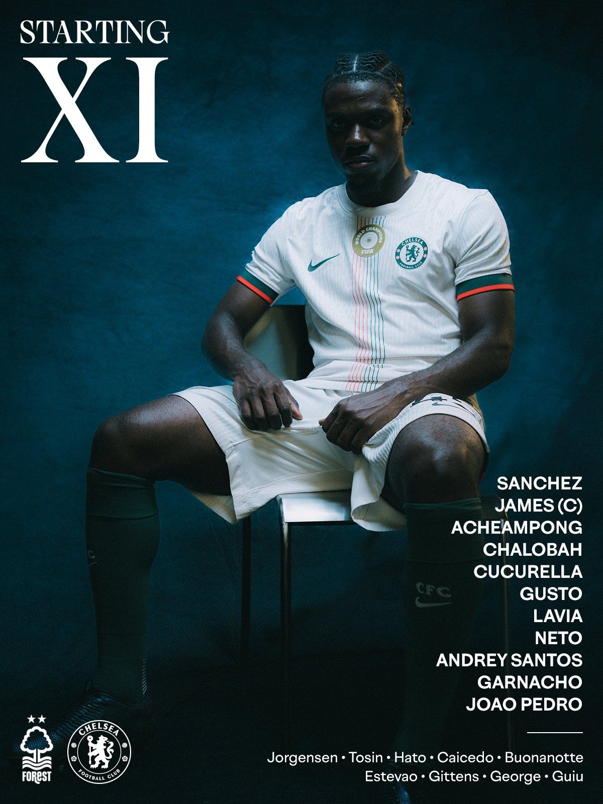 Chelsea's team news to face Nottingham Forest.