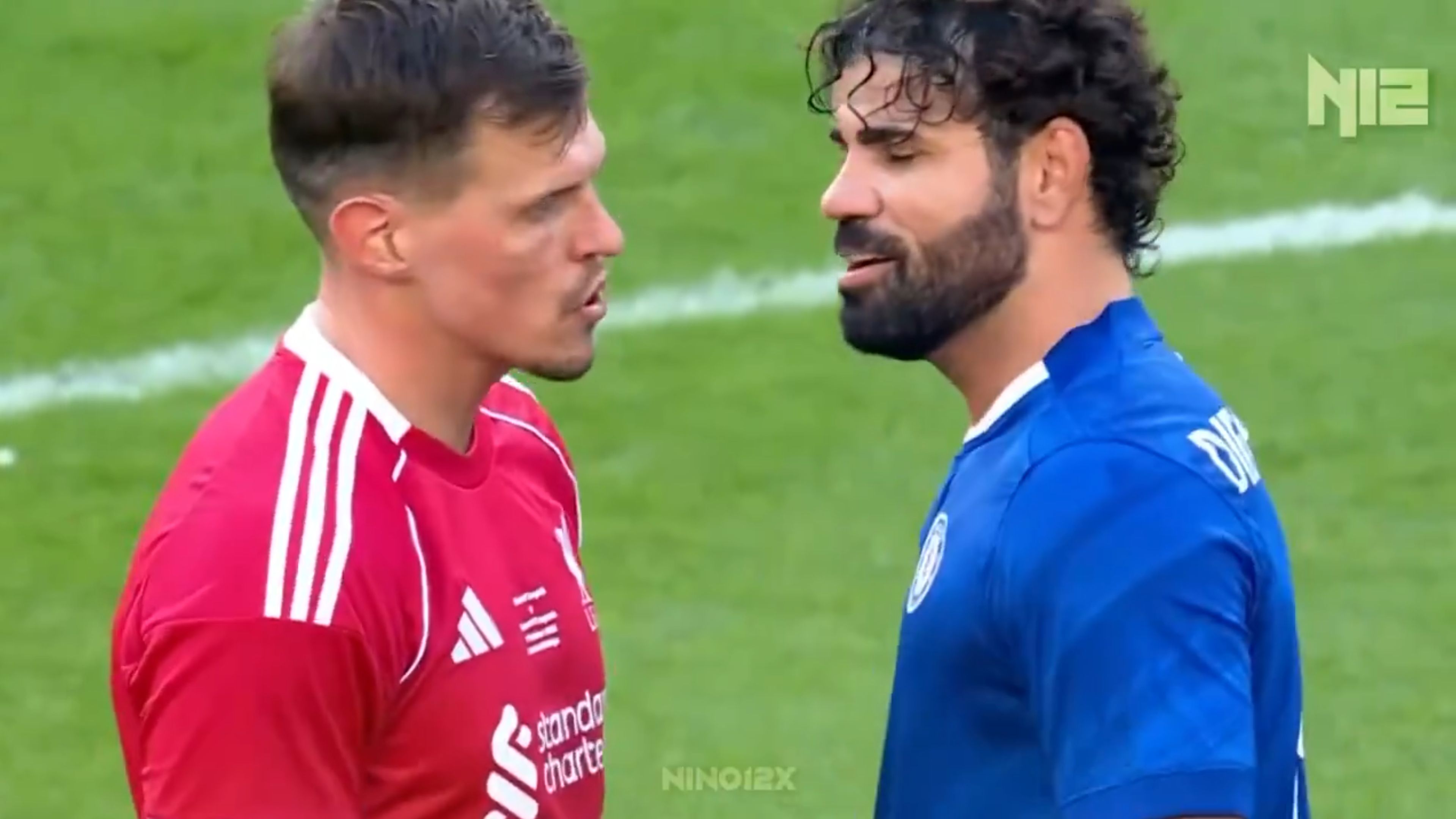 Diego Costa beefing with Martin Srktel.