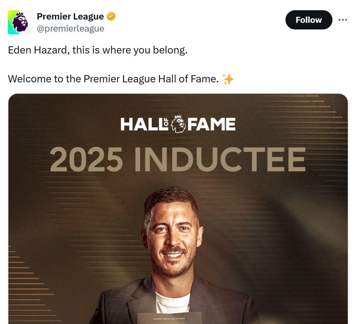 Eden Hazard added to the hall of fame.