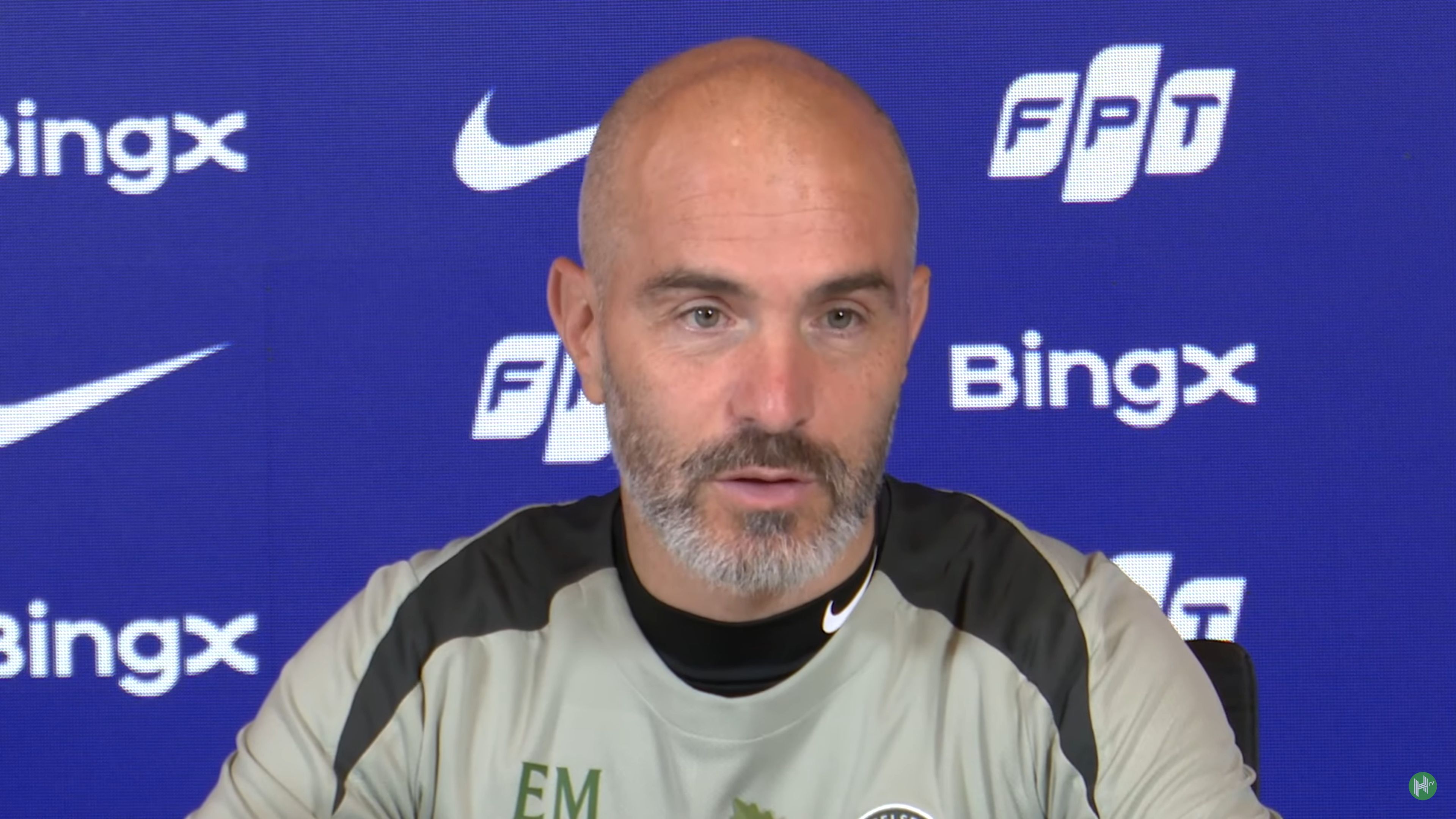 Enzo Maresca speaking in his Wolves press conference.