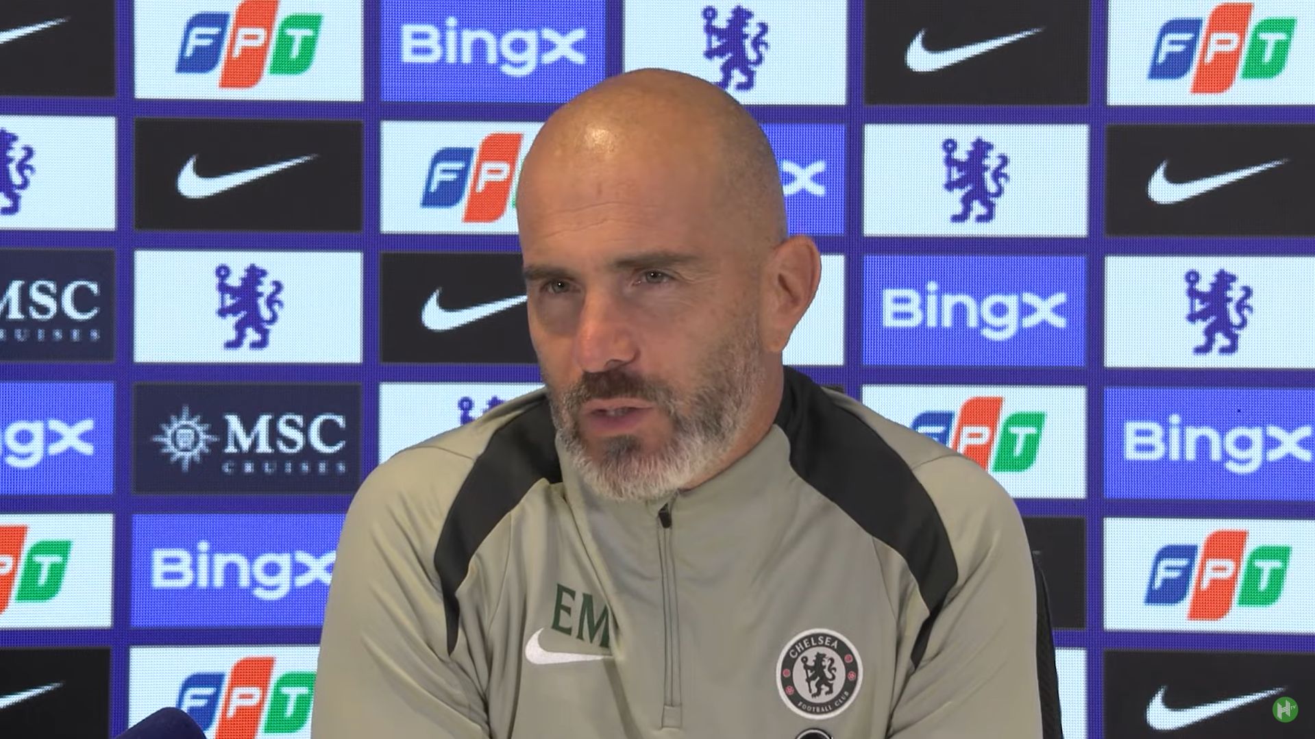 Enzo Maresca speaks in his press conference.