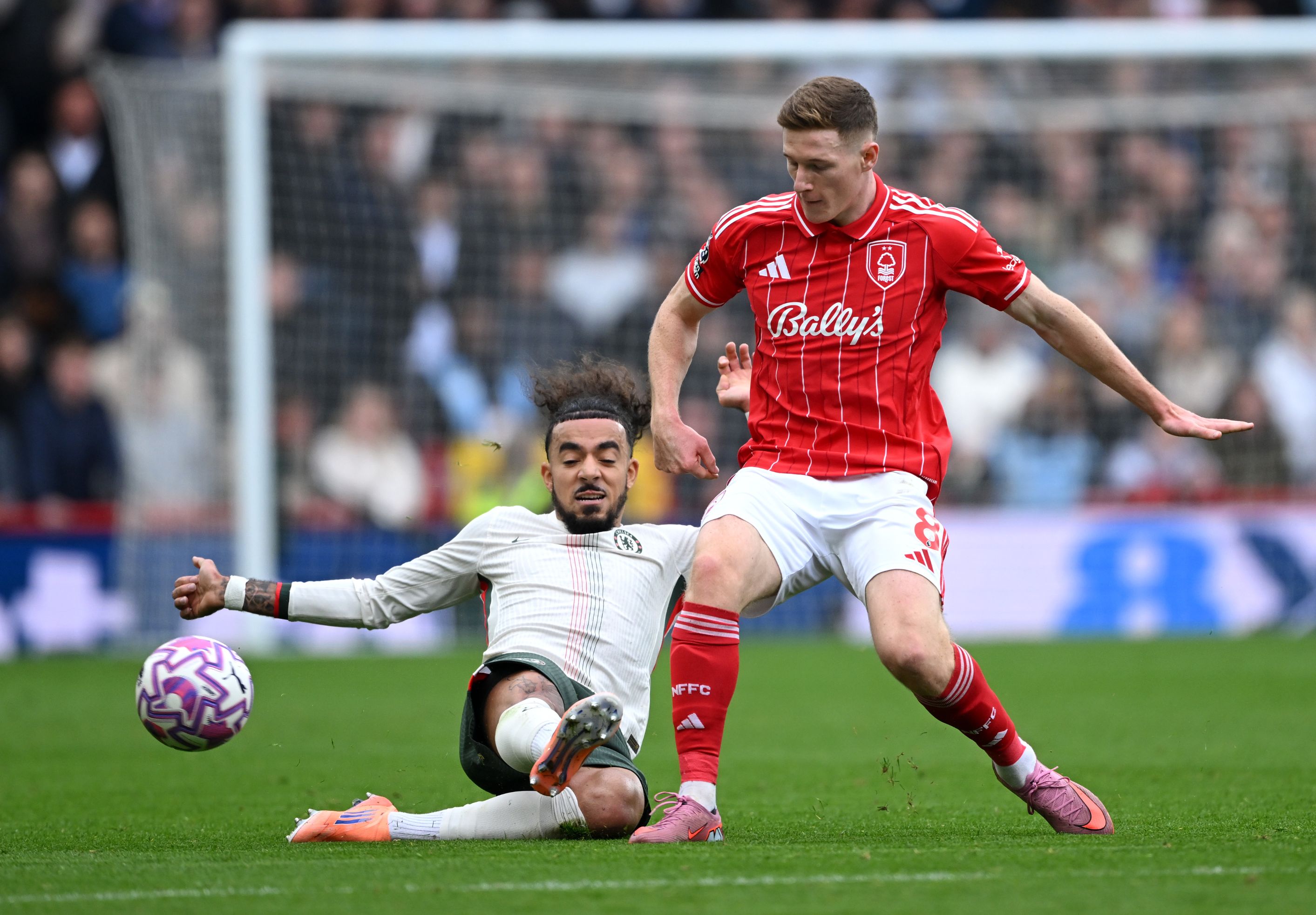 Malo Gusto in action against Nottingham Forest.