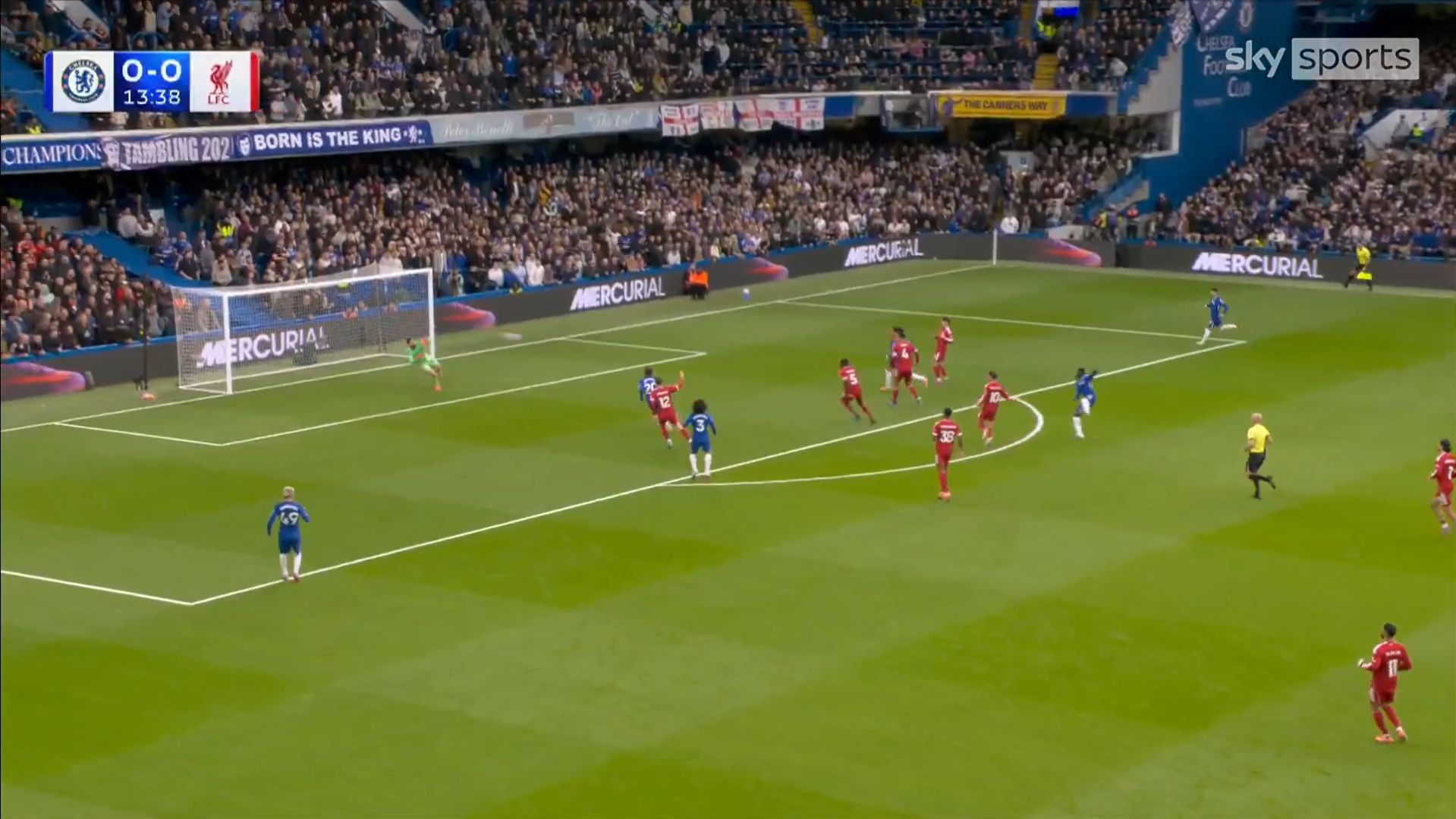 Moises Caicedo lashes one in from range against Liverpool.