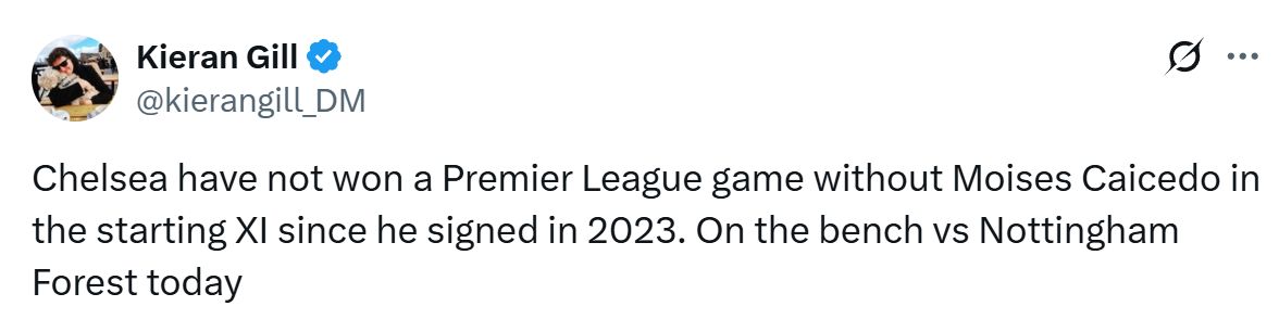 Moises Caicedo stat pointed out by Kieran Gill.