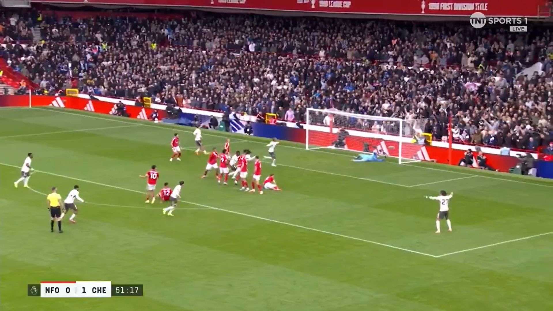 Pedro Neto whips in a low free kick.