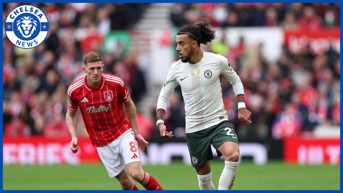 Malo Gusto on the ball against Nottingham Forest.